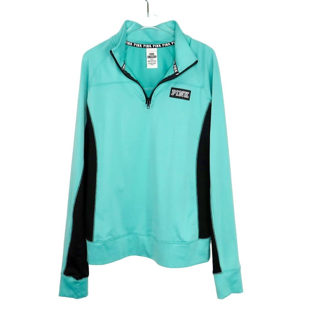 PINK Victoria's Secret Ultimate Quarter Zip Teal Blue Preppy Pullover Small
